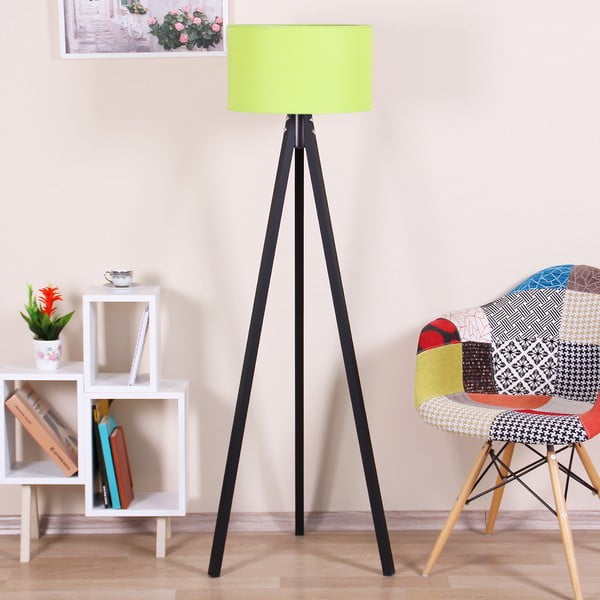 Černá volně stojící lampa s neonově zeleným stínítkem lampa Kate Louise Siyah