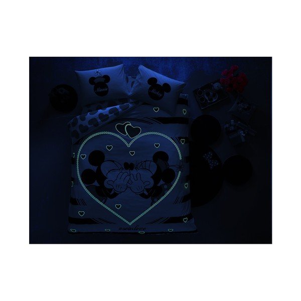 Lenzuolo matrimoniale in cotone Tac Mickey & Minnie Amour, 200 x 220 cm - Taç-image-1