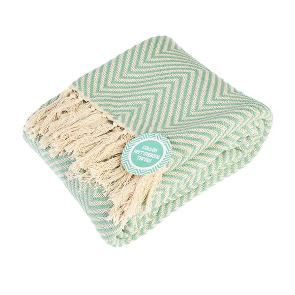 Coperta color menta in cotone 150x235 cm Herringbone – Rex London