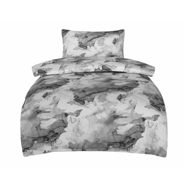 Set copripiumino e federa grigio in raso di cotone per letto singolo 140x200 cm Deluxe Minerals – My House