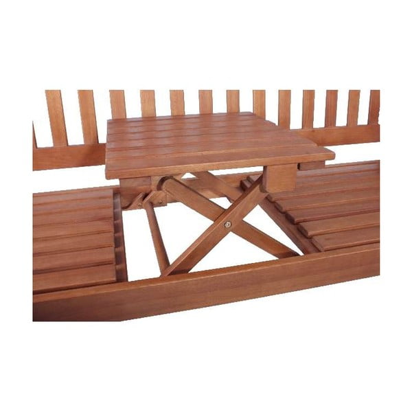 Panchina da giardino con tavolo portaoggetti in legno di eucalipto Phuket - Garden Pleasure-image-4