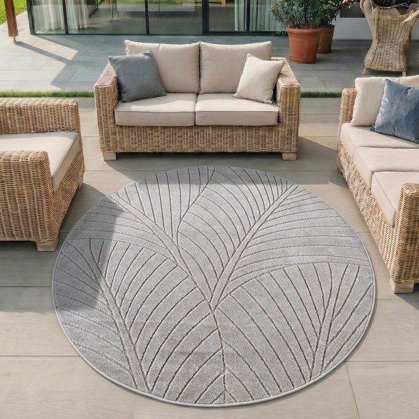 Tappeto da interno/esterno rotondo argentato ø 160 cm Nova 1203 – Ayyildiz Carpets-image-1