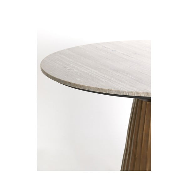 Tavolo da pranzo rotondo in bronzo e colore naturale con piano in marmo ø 100 cm Rianne - Light & Living-image-1