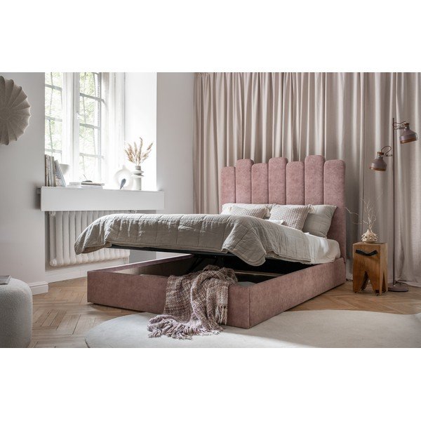 Letto matrimoniale imbottito rosa con vano contenitore con griglia 160x200 cm Dreamy Aurora - Miuform-image-4