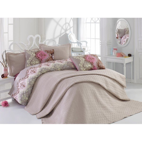 Lenzuola con lenzuolo Beige Set, 160 x 220 cm - Mijolnir