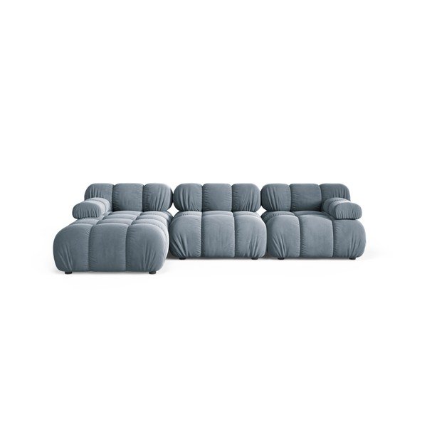 Divano angolare componibile grigio (con penisola a sinistra/con chaise lounge) con rivestimento in velluto – Micadoni 