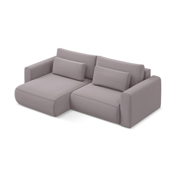 Divano angolare lavanda allungabile/con contenitore (con penisola a sinistra/con chaise lounge) con rivestimento in velluto Kapua – Makamii-image-2