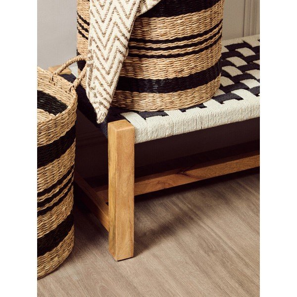 Panchina bianca e nera in legno massiccio Satna – Premier Housewares-image-4