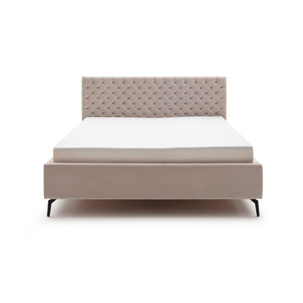 Letto matrimoniale imbottito bianco/color crema con contenitore con rete inclusa 180x200 cm La Maison – Meise Möbel-image-3