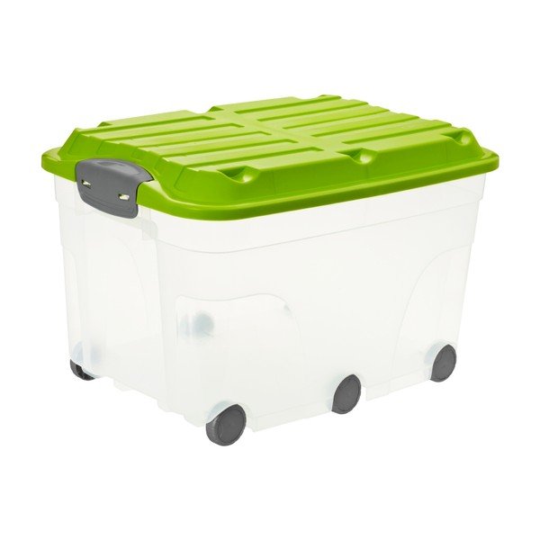 Cassetta di plastica con coperchio su ruote 57 l Roller - Rotho