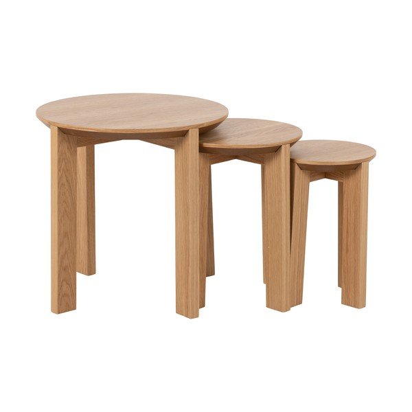 Set di 3 tavoli contenitori rotondi in rovere ø 50 cm Maxime - Actona-image-3