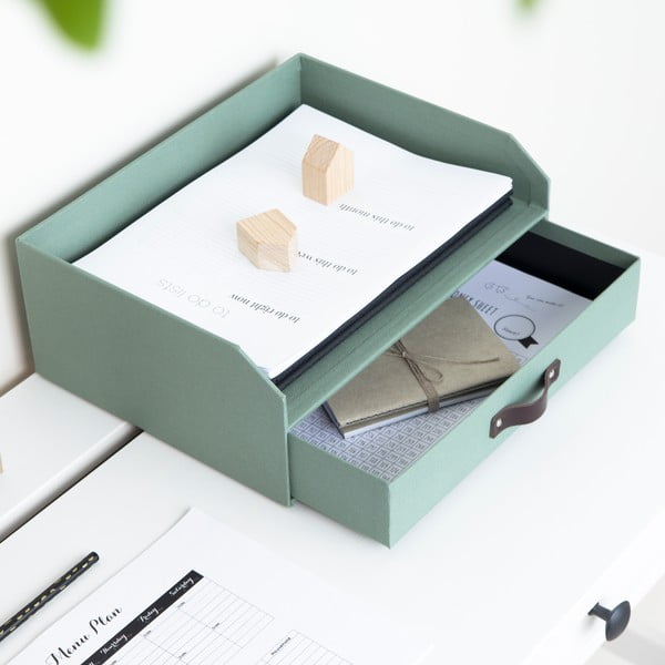 Organizer verde in cartone per cassetti/per documenti Walter Canvas Paper Laminate – Bigso-image-3