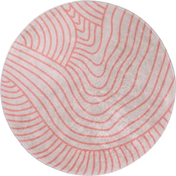 Tappeto rotondo lavabile in rosa chiaro e crema ø 120 cm Yuvarlak - Vitaus
