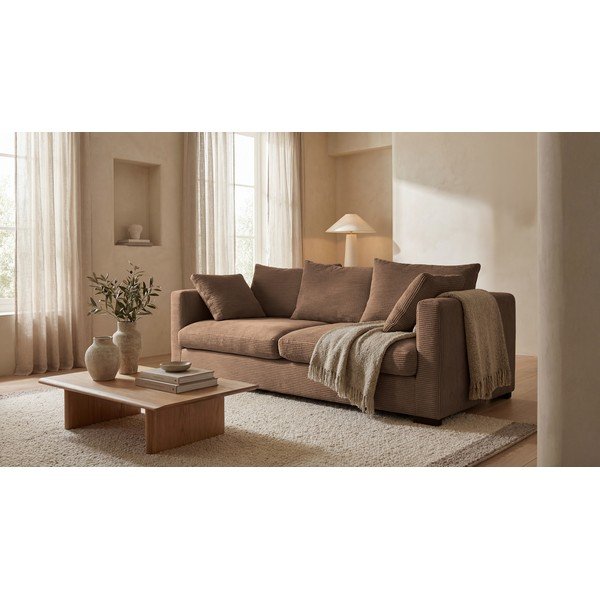 Divano in velluto a coste marrone chiaro 220 cm Comfy - Scandic-image-1