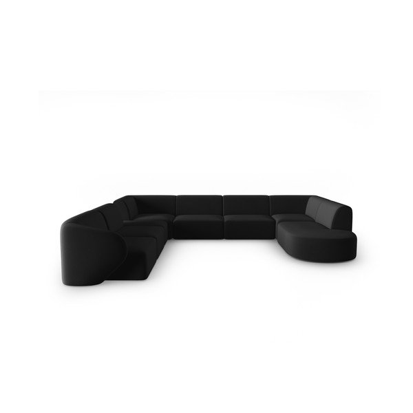 Divano angolare nero (con penisola a sinistra/a U) con rivestimento in velluto Paolo – Milo Casa