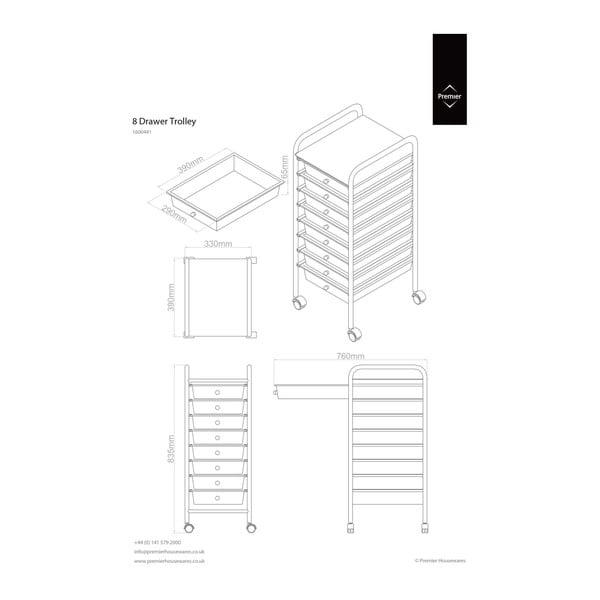 Scaffale mobile in plastica bianco-argento 33x83 cm - Premier Housewares-image-1