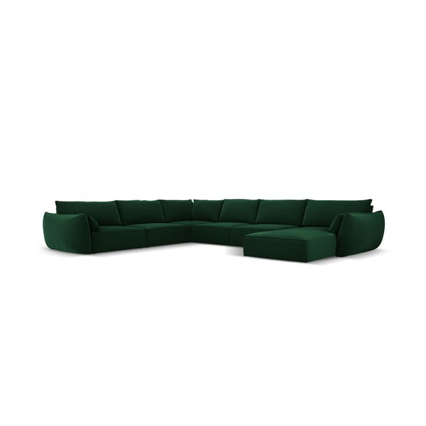 Divano angolare verde scuro (con penisola a sinistra/a U) con rivestimento in velluto Vanda – Mazzini Sofas-image-2
