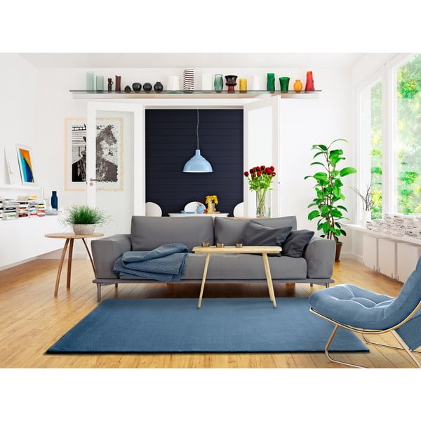 Tappeto blu , 80 x 150 cm Berna Liso - Universal-image-1