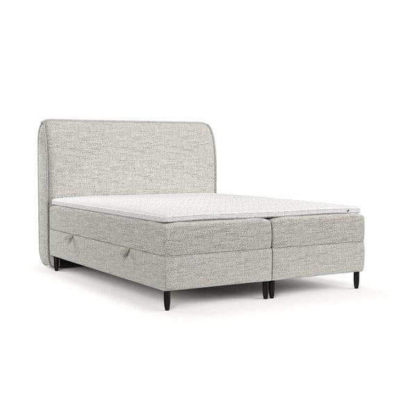 Letto boxspring grigio chiaro con contenitore 200x200 cm Melba - Maison de Rêve