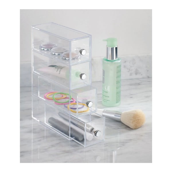 Contenitore trasparente con 4 cassetti Tower - iDesign-image-1