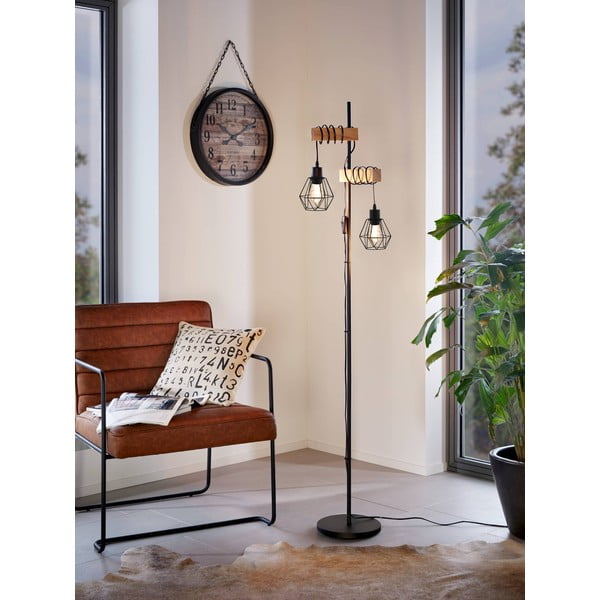 Lampada da terra nera/di colore naturale (altezza totale 166,5 cm) TOWNSHEND 5 – EGLO-image-1