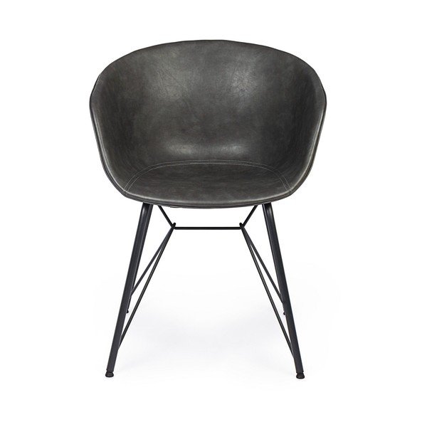 Sedia da pranzo grigio scuro in imbottito Warhol – Bizzotto-image-2