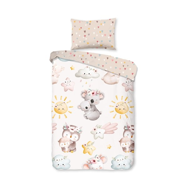 Set copripiumino e federa da bambini marrone/beige in cotone per culla 100x135 cm Hugs – Good Morning