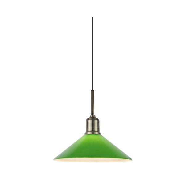Lampadario verde e color ottone con paralume in vetro ø 25 cm Vela – Markslöjd