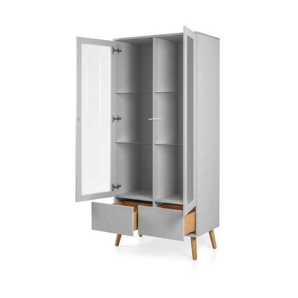 Vetrina grigia con gambe in legno di quercia, altezza 175 cm Dot - Tenzo-image-3