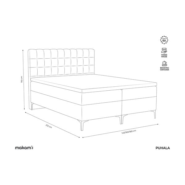 Letto boxspring beige con contenitore 160x200 cm Puhala – Makamii-image-3