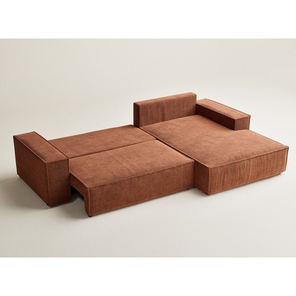 Divano angolare color rame allungabile/con contenitore (con penisola a destra/con chaise lounge) con rivestimento in ciniglia Maze – Maison de Rêve-image-4
