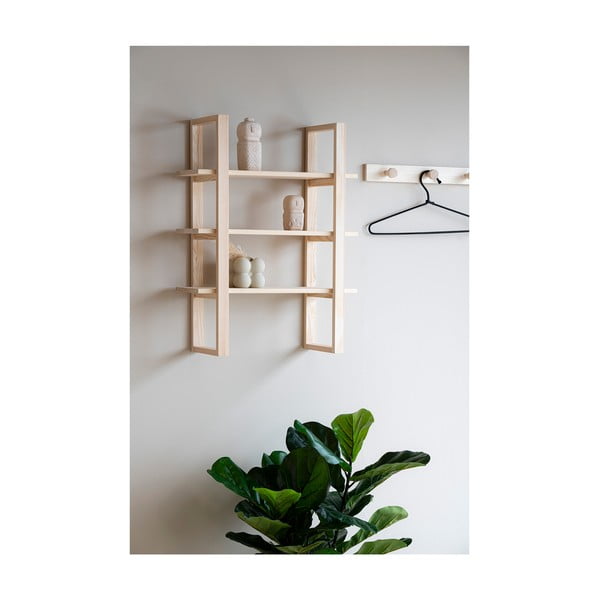 Scaffale a castello in legno massiccio di pavlovnia in colore naturale 48 cm Santiago - House Nordic-image-4