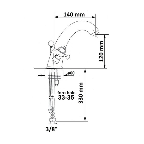 Rubinetto per lavandino dorato verticale Antea – Sapho-image-1