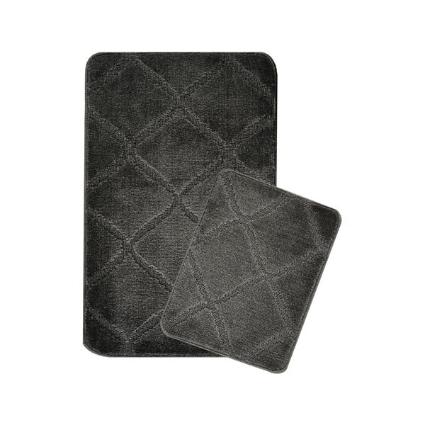Set di tappetini per il bagno color antracite 2 pz 50x80 cm Cizgili – Foutastic