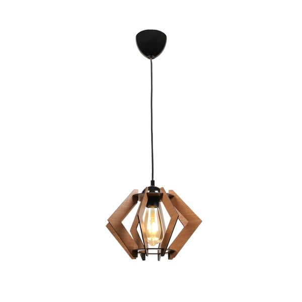 Lampada da soffitto nera con paralume in legno - Squid Lighting