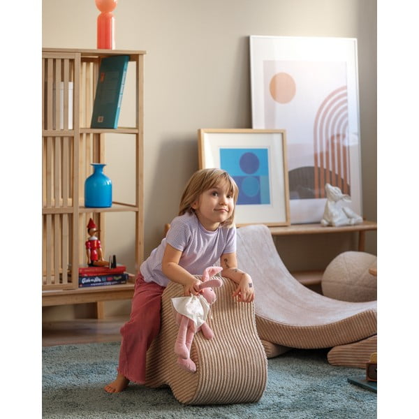 Pouf per bambini marrone chiaro con rivestimento in velluto a coste Cloud – Wigiwama-image-3