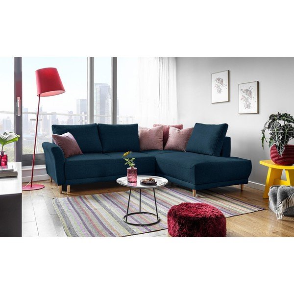 Divano letto angolare blu navy, angolo destro Lovely Annie - Miuform-image-1