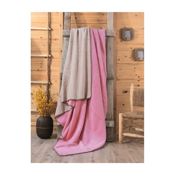 Coperta rosa e beige Sandra, 200 x 220 cm - Mijolnir