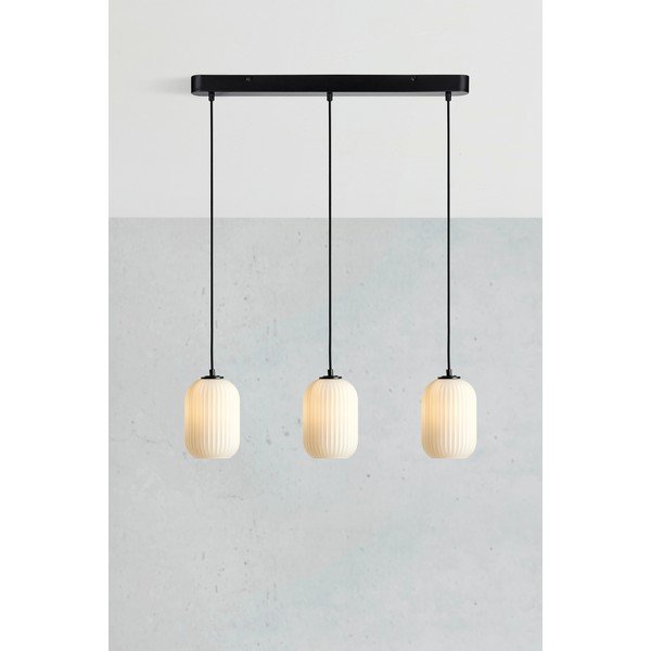 Lampada a sospensione bianca e nera con paralume in vetro 14x72 cm Cava - Markslöjd-image-2