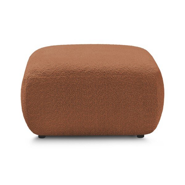 Poggiapiedi arancione con rivestimento in bouclé Montaigne – Bobochic Paris