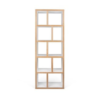 Libreria bianca con bordo in legno 70x198 cm Berlin - TemaHome