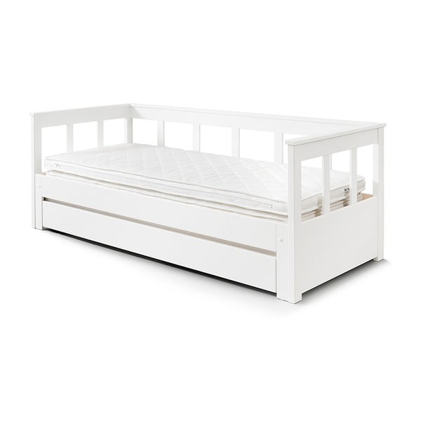 Letto per bambini in legno di pino bianco con letto estraibile con contenitore 90x200 cm PINO - Vipack