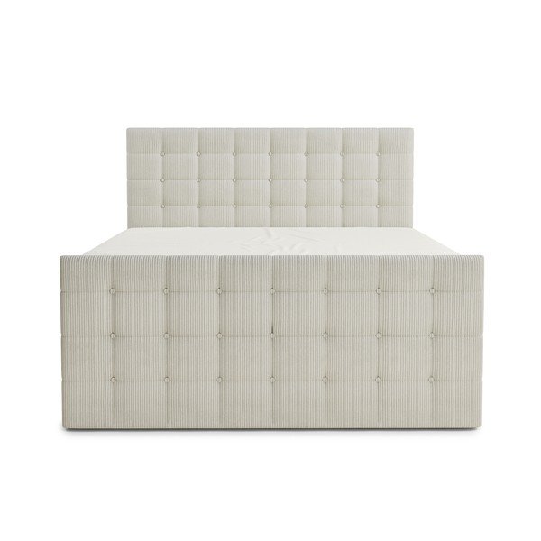 Letto boxspring color crema con contenitore 200x200 cm Tasca – Maison de Rêve-image-2
