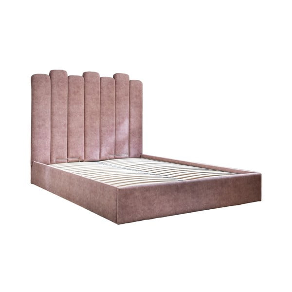 Letto matrimoniale imbottito rosa con contenitore con griglia 180x200 cm Dreamy Aurora - Miuform