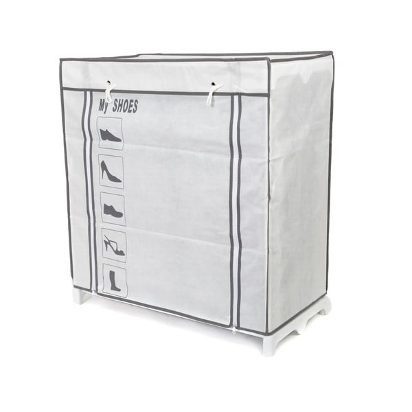 Scarpiera in tessuto bianco e nero Scarpe, 25 scomparti - Compactor-image-3