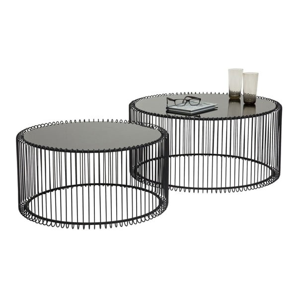 Set di 2 tavoli contenitori neri Wire Big - Kare Design-image-2