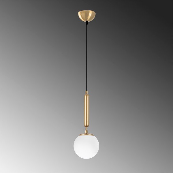 Lampadario bianco/color ottone con paralume in vetro ø 15 cm King – Opviq lights-image-3