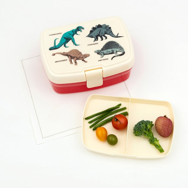 Portapranzo per bambini rosso/color crema Prehistoric Land – Rex London-image-1