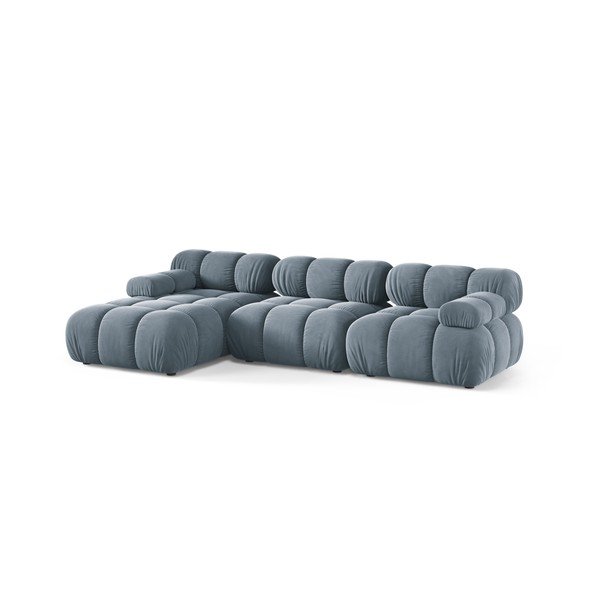 Divano angolare componibile grigio (con penisola a sinistra/con chaise lounge) con rivestimento in velluto – Micadoni -image-2