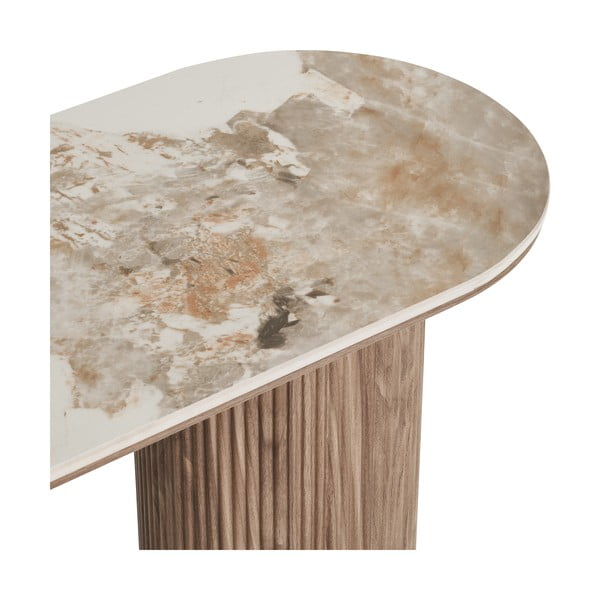 Tavolo consolle beige/di colore naturale con piano effetto marmo 40x120 cm Athens – House Nordic-image-3